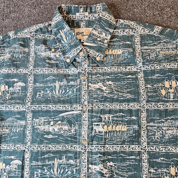 Reyn Spooner Lifeguards Button Up Shirt Hawaiian Aloha Limited Issue Size Medium - Picture 1 of 8